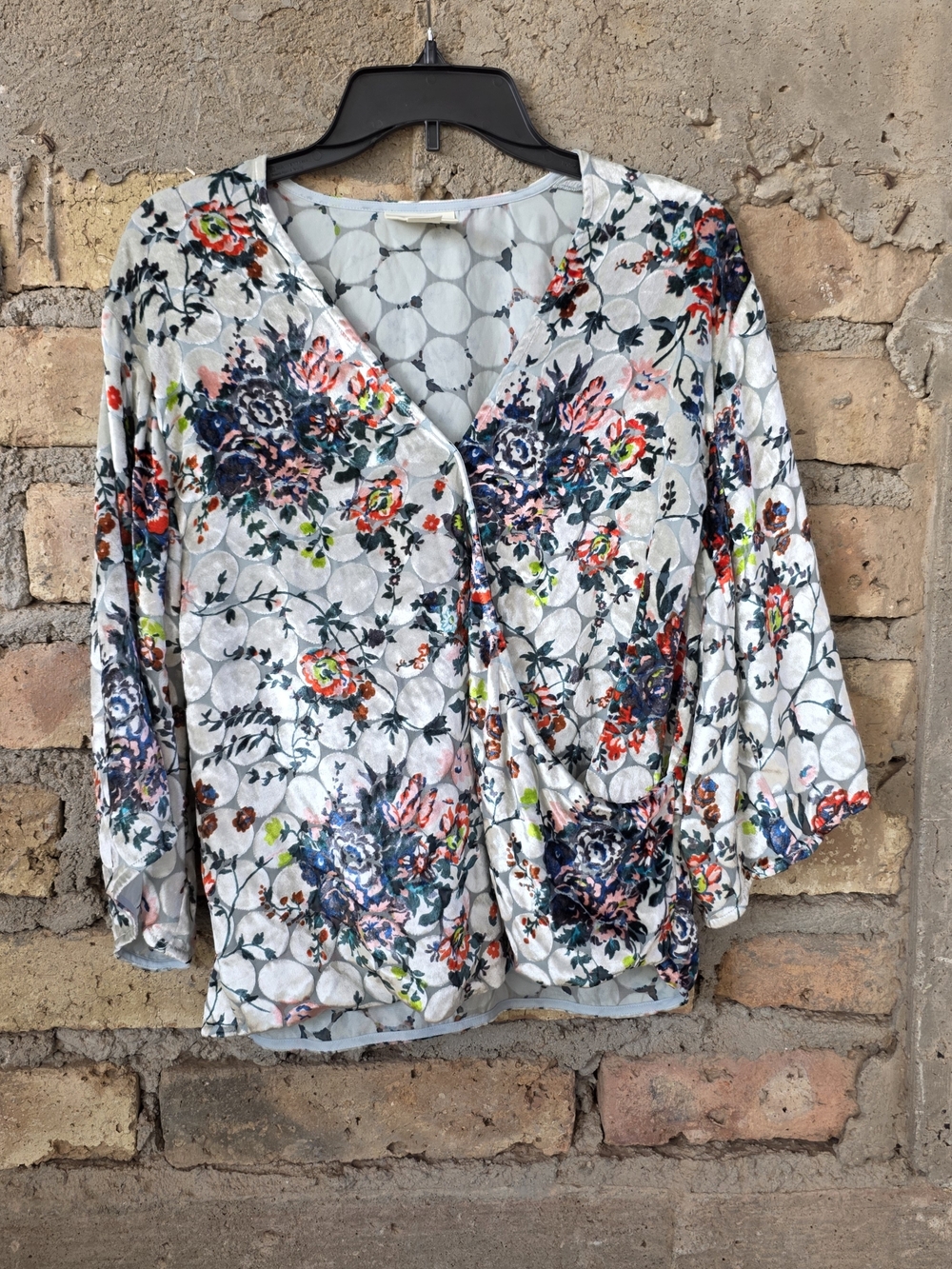 Maeve Anthropologie Silk Blend Floral Burnout Velvet Top Size Medium